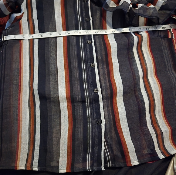 Gracia Ruffle linen sheer button up blouse M - Picture 5 of 5